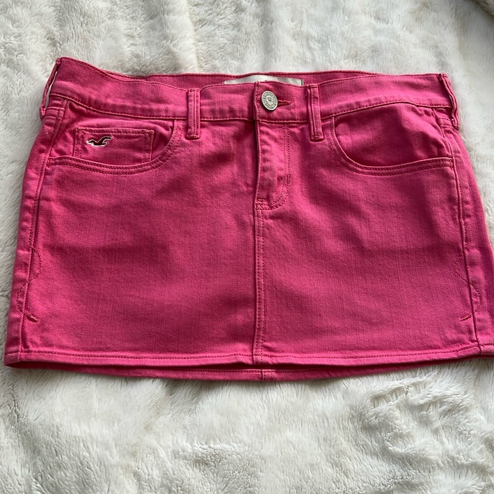 Y2K Holliister Pink Denim Miniskirt size 5 Vintage